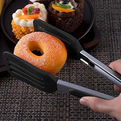 2 Pack Stainless Steel Silicone Cooking & Serving Tongs, 7 & 9 Inch - color: Black, size: 7 & 9 inch