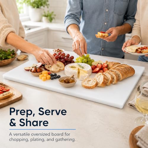 Commercial Cutting Board, Plastic Poly Kitchen Board Dishwasher Safe, Heavy Duty Food Prep Surface for Restaurant Use (30"L x 18"W x 0.57"Th) - color: White, size: 30"L x 18"W