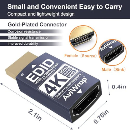 HDMI Passthrough EDID Emulator,4K@60Hz Adapter,3-Pack - color: 4K/60Hz, size: 3pack
