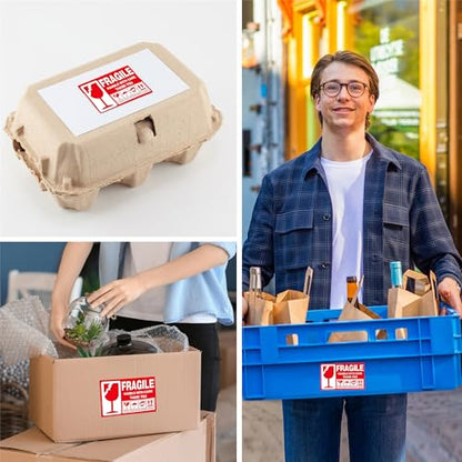 4 x 6 Inch – 100 Large Fragile Stickers for Shipping & Moving – Easy Tear, Permanent Adhesive, Handle with Care Stickers for Shipping Box, Carton, Parcel, Package, Pallet & More - size: 4" x 6" - 100 Labels