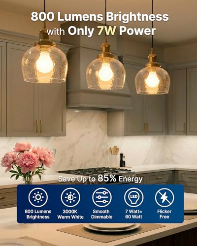 FLSNT A19 LED Bulbs, 7W 60W Equivalent Dimmable 3000K CRI90 E26 Base 4 Pack - color: Frosted 60w 3000k Warm White, size: 4 Count (Pack of 1)