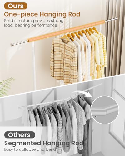 Heavy Duty Clothes Rack, Metal Clothing Rack Load 450 LBS, Rolling Coat Racks for Hanging Clothes with Lockable Wheels, Wardrobe Closet Garment Racks for Bedroom, White - color: White, size: Single Rod