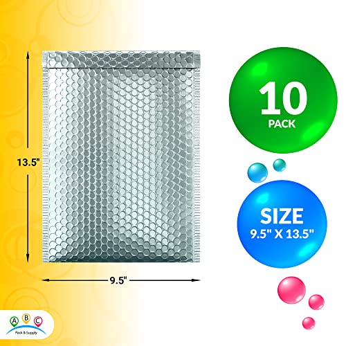 ABC PACK & SUPPLY Metallic Bubble Mailers, Ice Blue 9.5 x 13.5 Inch Self Seal Padded Envelopes, Pack of 10 Bubble Packaging Envelopes for Shipping and Mailing - color: Ice Blue, size: 9.5" x 13.5" / 10 Pack