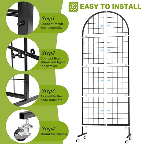 VGMiu Grid Wall Panel 2' x 5.2' FT Metal Grid Display Stand 1PCS Black - color: Black, size: 5.2 ft