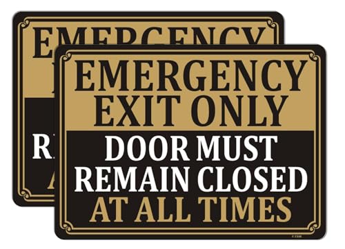 Emergency Exit Only Signs Door Must Remain Closed At All Time Sign 10" x 7" Acrylic Plastic Keep Gate Closed Sign Self-adhesive for Restaurant Salons Hotel Motel Rest Stops Public