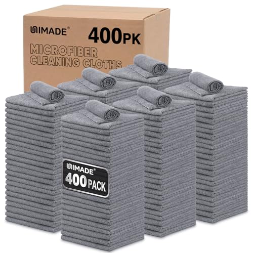 UNIMADE Microfiber Cleaning Cloth, 400 Pack Microfiber Towels for Cars - color: Grey, size: 400pk