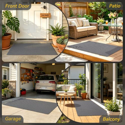 Door Mat Outside Entrance Drainage Waterproof Mat, Grey 36"x59" - color: Grey-a, size: 36"x59"