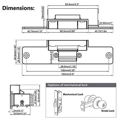 Upgraded Electric Door Strike Lock Electronic Mortise Fail Secure Lock - size: NO-Fail Secure Silver
