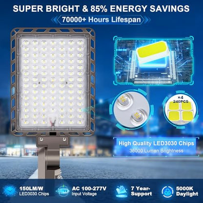 240W LED Parking Lot Light 36000LM 5000K Dusk to Dawn Pole Mount - size: 240W/1Pack