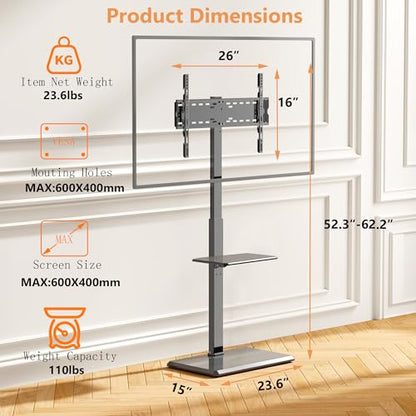 Floor TV Stand with Removable Media Shelf for 32-75 Inch TVs up to 110 lbs - style: TCP01-2-M-A02