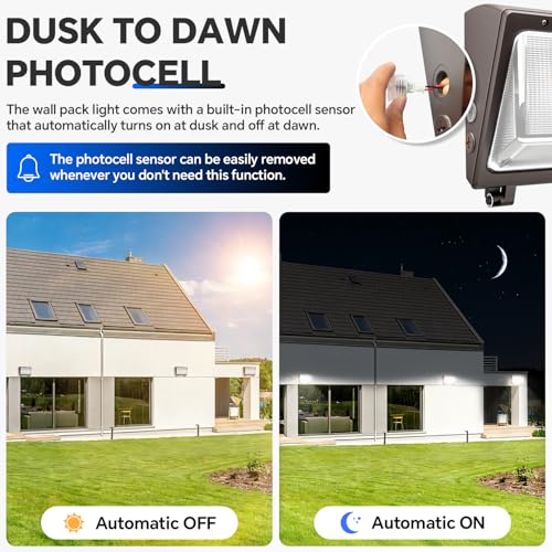 150W LED Wall Pack Light, 22500LM, Dusk to Dawn Sensor, ETL, 2 Pack - size: 150W