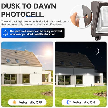 150W LED Wall Pack Light, 22500LM, Dusk to Dawn Sensor, ETL, 2 Pack - size: 150W