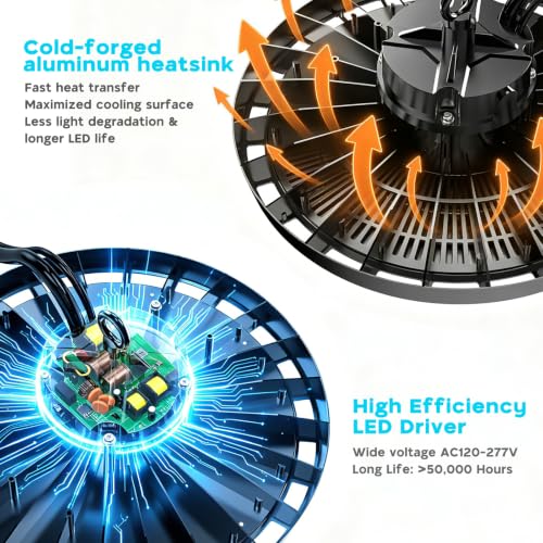 UFO LED High Bay Light,240W,36000LM 0-10V Dimmable 2Pack - size: 240W-2Pack