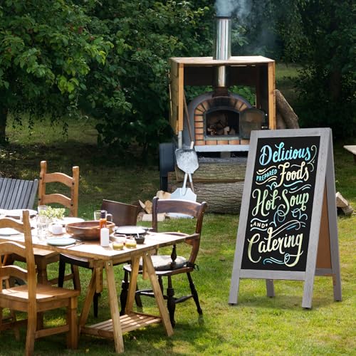 4 THOUGHT A-Frame Double-Sided Magnetic Chalkboard 40"x20", Grey - color: Grey