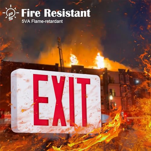 Gruenlich Emergency Exit Sign for Business, Battery Backup, 2 Pack - size: 2-Pack