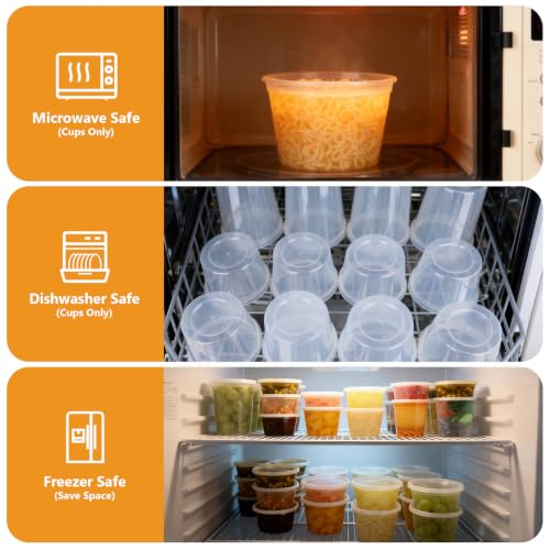 96 Pack (192-Piece) Deli Containers with Lids, 32/16/12/8 oz X 24 Set Each - size: 32/16/12/8 oz X 24 Set