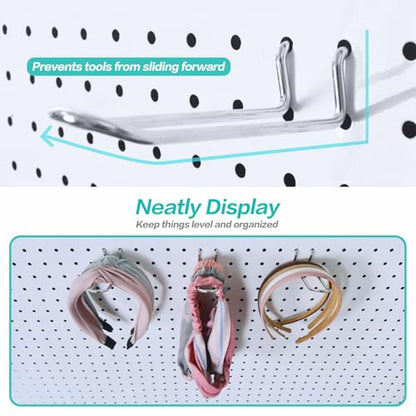 Pegboard Dual-arm Hooks 16pcs Heavy Duty Tool Hanging Holders (Silver, 6") - color: Silver, size: 6 Inch
