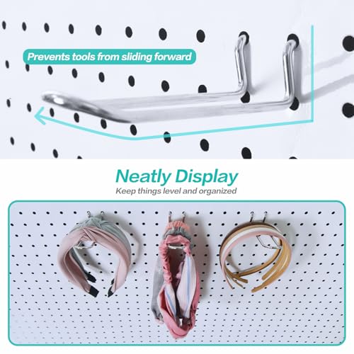 Pegboard Dual-arm Hooks 16pcs Heavy Duty Tool Hanging Holders (Silver, 4") - color: Silver, size: 4 Inch