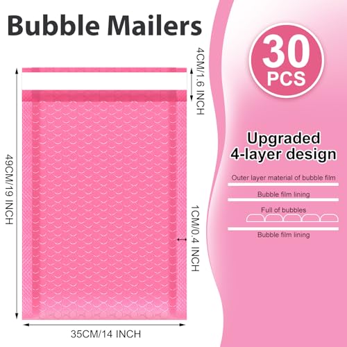 Henoyso 30 Pcs Extra Large Bubble Mailers 14 x 19 Inches - color: Pink, size: 14 x 19 Inches