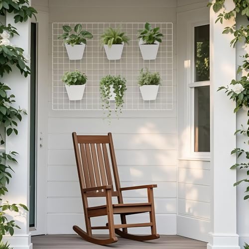 6Pack White Grid Wall Bins Hanging Cups with Back Hook, Gridwall Shelf Bins - color: White
