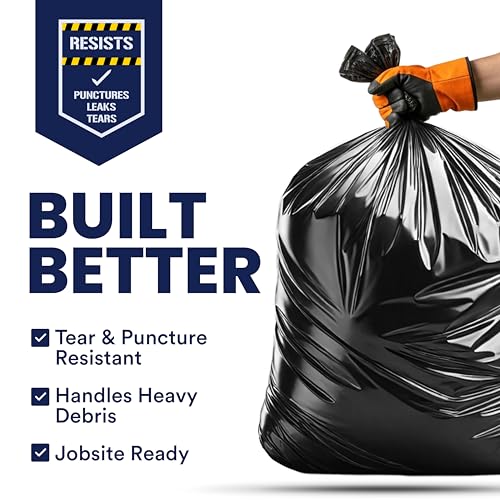 Plasticplace Contractor Trash Bags 55-60 Gallon, 3.0 Mil, Black Heavy Duty Garbage Bag, 38” X 58” (50Count) - color: Black, size: 50 Count (Pack of 1)