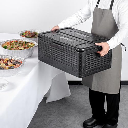 Restaurantware-Cater Tek 42 Quart Catering Hot Box, 1 Top Load Insulated Food Pan Carrier - Holds 1 Full Size 8” Deep Pan, Collapsible, Black EPP Plastic Food Box With Handles, Portable, For Buffet - size: 42 Quart