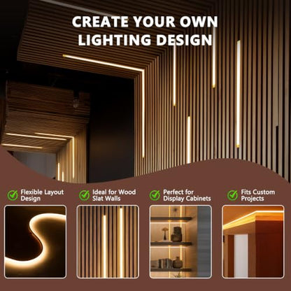 VST 16.4ft 24V Silicone LED Strip Lights Recessed Lighting Wood Slat Wall - color: Touch Control