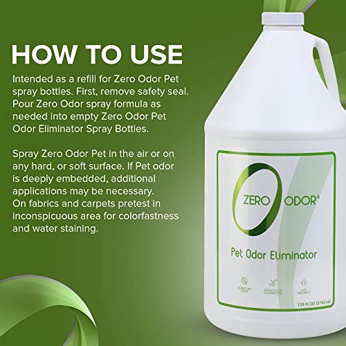 Zero Odor Pet Odor Eliminator Refill for Cat & Dog Urine, Carpet, 128 oz - size: 128 Fl Oz (Pack of 1)