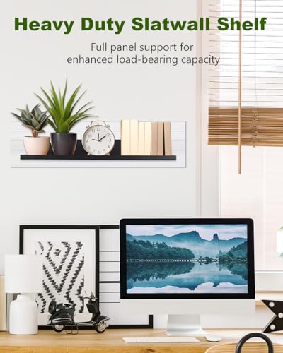 8 Pack 17×8 Inch Metal Slatwall Shelves, Black - style: 8 Pack Black