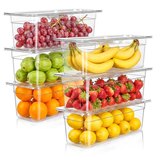 APREUTY 6-Pack 1/3 Size 6''Deep NSF Polycarbonate Food Pans with Lid, Clear - size: 1/3 Size 6'' Deep