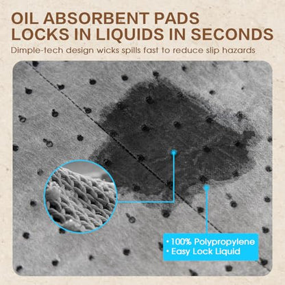 Oil Absorbent Pads, 5.5 oz Oil Absorbent Mat 16" x 18" 200 Pack - size: 16" W x 18" L, 5.5 oz