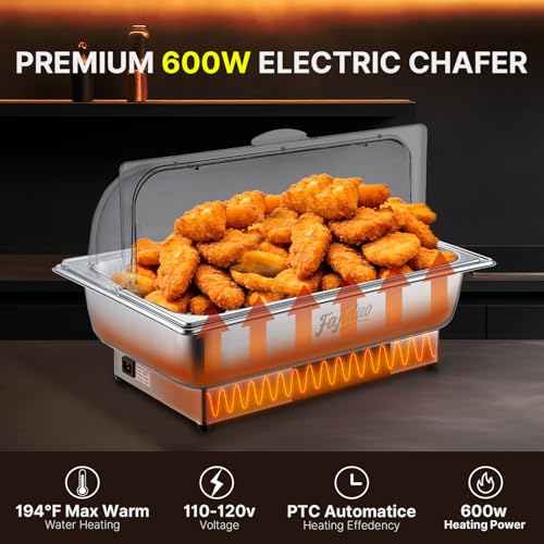 Electric Chafing Dish, 9QT Buffet Servers and Warmers, Stainless Steel Chaffing Dishes with Temperature Control Display, Commercial Food Warmers for for Parties, Catering, Buffets - size: 1/1 Full Size ℉