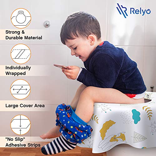 Relyo Disposable Toilet Seat Cover for Travel – 20 Pack with Covers Wrapped in Sets of 2, Non-Flushable Liners, Fits Most Seats – Kids, Toddlers, Adults (Owls, 20) - color: Owls
