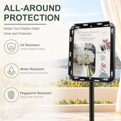 Stand Sign Holder, 8.5x11 Sign Stand for Display, 6-Pack, Black - size: 8.5*11 Chamfer 6Pack