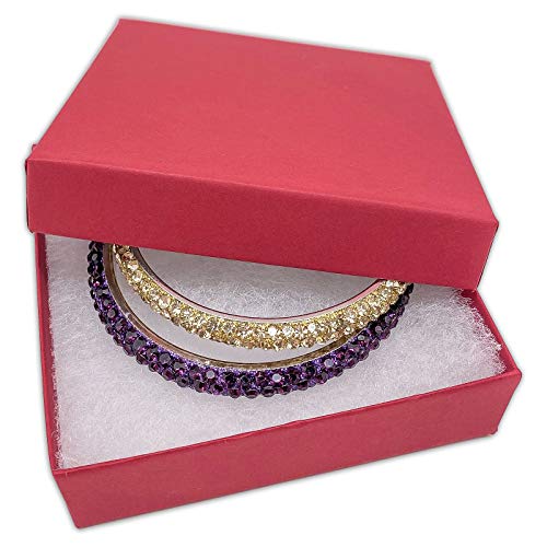 TheDisplayGuys 25 Cardboard Gift Jewelry Boxes w/Paddings #34-3.9x3.9x2 - color: Matte Red