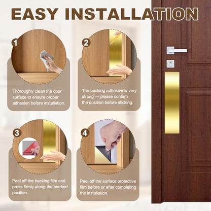 4 x 16 Inches Self Adhesive Door Push Plate,2 Pack - Gold - color: Gold, size: 4 x 16 Inch