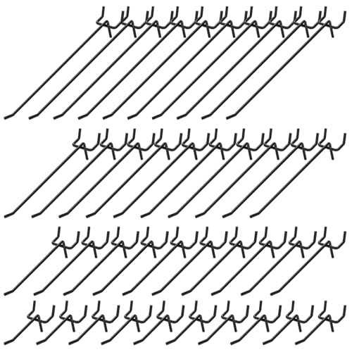 40Pcs Black Stainless Steel Pegboard Display Hooks Assortment Set, 2" 4" 6" 8" Garage Organization Peg Wall Hook Metal Slatwall Panel Hook Fit 1/8 and 1/4 Inch Pegboard for Retail - color: Black, size: 2/4/6/8 inches