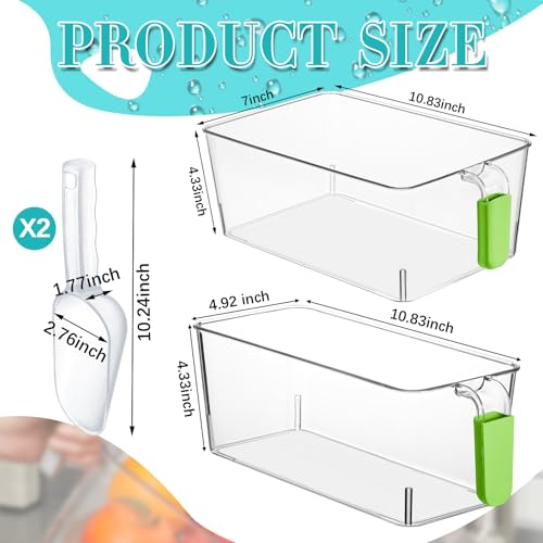 Havawish Ice Storage Bin and Flexible Scoop Set Plastic Freezer Bin - color: Green, size: 10.83 x 7 x 4.33 In,10.83 x 4.92 x 4.33 in, style: Classic