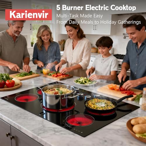 30 Inch Electric Cooktop Anti-slip Knob, 5 Burner Cookrop 8500W - size: 30 Inch 5 Burner 585138