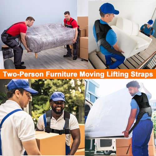 Furniture Moving Straps with Chest Buckle, 2-Person Lifting and Moving System, Adjustable Carrying Moving Shoulder Strap for Furniture, Appliances, Mattresses Heavy Objects up to 1000lbs - color: Black