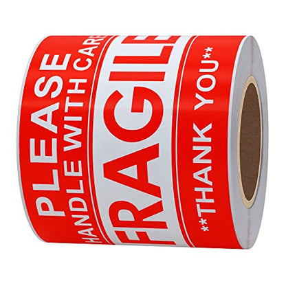 Hybsk Please Handle with Care Fragile Stickers Warning Labels for Shipping Packing Thank You Total 100 Labels Per Roll (3x5 Inch) - size: 3x5 Inch