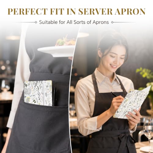 Server Book,7 Pocket Zipper Organizer,Server Books for Waitress - color: Floral3