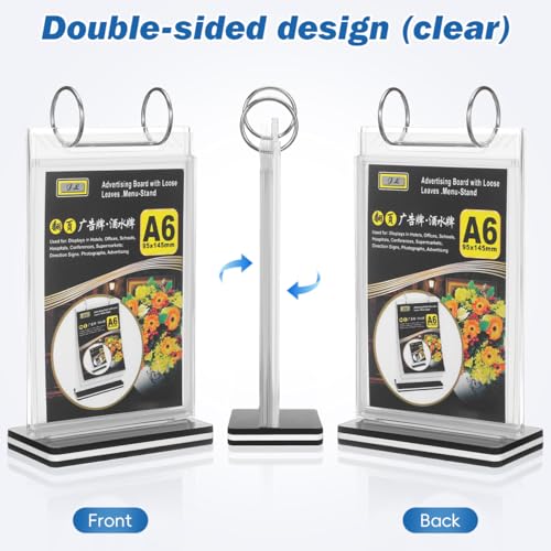 POPETPOP A6 Pvc Flip Menu Holder Transparent Tabletop Sign Stand