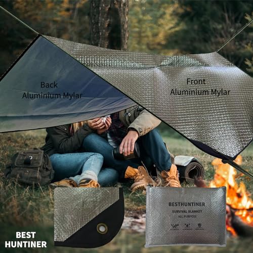 Heavy Duty Survival Blanket -Multifunctional Reflective Tarp Thermal Blanket - 60" x 83" Waterproof Sandproof for Camping Hiking Outdoors Multifunctional Emergency Blanket… - color: Double Aluminium