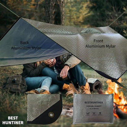 Heavy Duty Survival Blanket -Multifunctional Reflective Tarp Thermal Blanket - 60" x 83" Waterproof Sandproof for Camping Hiking Outdoors Multifunctional Emergency Blanket… - color: Double Aluminium
