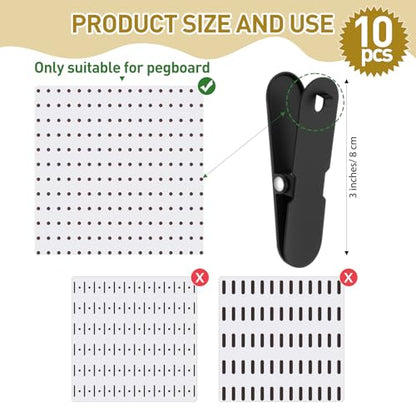 CroBlissful Pegboard Clips Peg Board Metal Accessories Hook, Black, 10 Pcs - color: Black