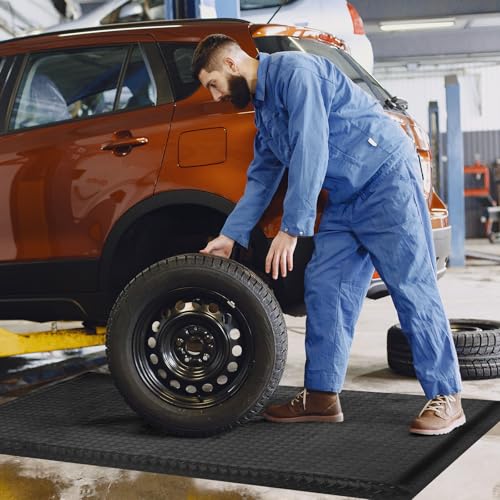 Nisorpa Anti Fatigue Mats Industrial 3' x 5' Ergonomic Standing Mat 15/16" Extra Thick Shop Floor Mat Heavy Duty Commercial Diamond Plate Safty Mat Support for Leg & Back Pain, Black - size: 3' x 5'