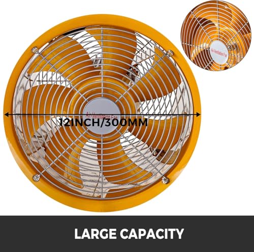 VEVOR Explosion Proof Fan 12 Inch, 550W, Industrial Portable Ventilator Blower/Exhaust with 9.8ft Light Cord -No Plug - size: 12 Inch