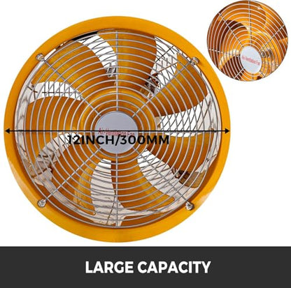 VEVOR Explosion Proof Fan 12 Inch, 550W, Industrial Portable Ventilator Blower/Exhaust with 9.8ft Light Cord -No Plug - size: 12 Inch