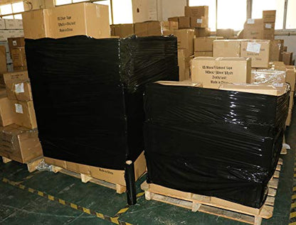 BOMEI PACK 4 Pack Industrial Black Stretch Wrap Film with Plastic Handle 18" 1200ft 72Gauge for Pallet Wrap, Durable Self-Adhering Packing, Moving, Packaging, Heavy Duty Shrink Film - color: Black